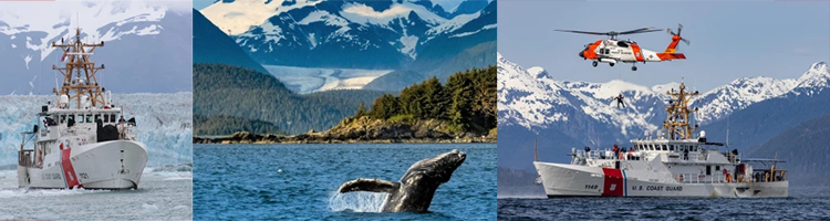 Sector Southeast Alaska Collage with 2 Cutters and a Whale